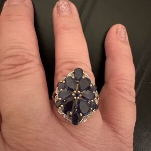 10k Yellow Gold, Vintage, Tourmaline And Diamond Cocktail Ring